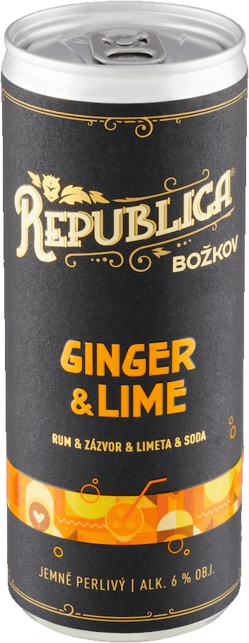 Nápoj míchaný Ginger & Lime Republica Božkov
