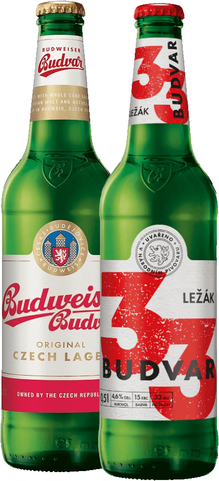 Pivo světlý ležák Budweiser Budvar